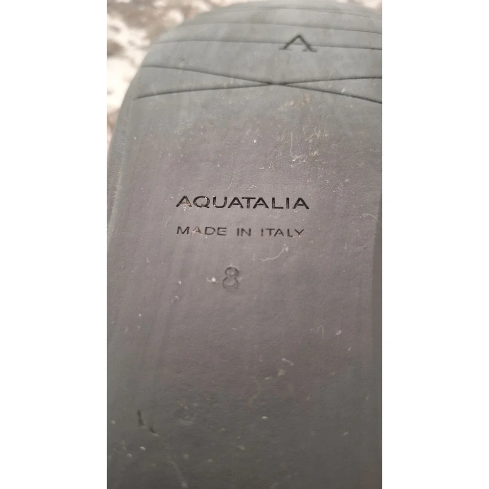 Aquatalia Black Leather Slide Sandals Made in Italy Womens Size 8 Flat Shoes